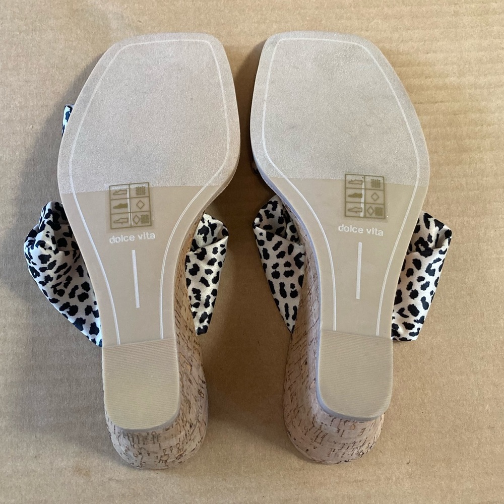 Dolce Vita NWOT Naji Leopard Satin Cork Wedges size 8 - Picture 6 of 9